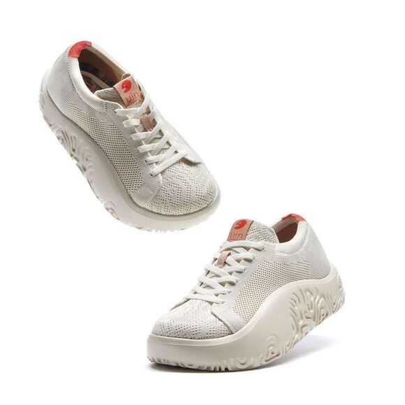 UIN Cream and Red Women's Sneakers - Picture 4 of 9